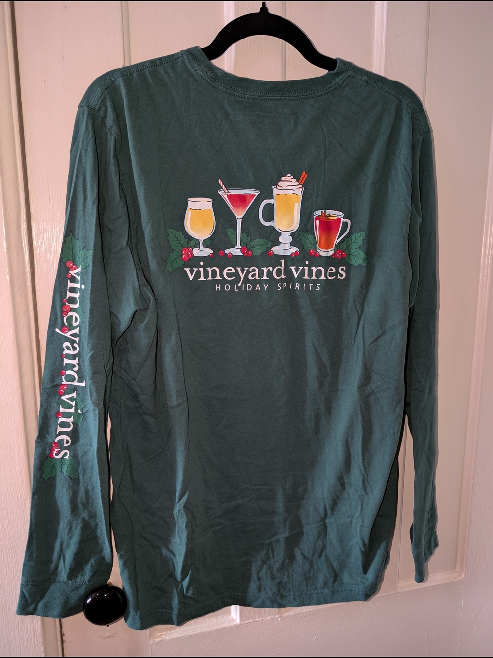Limited Edition Vineyard Vines Holiday Spirits Long Sleeve Tee Forest Green M